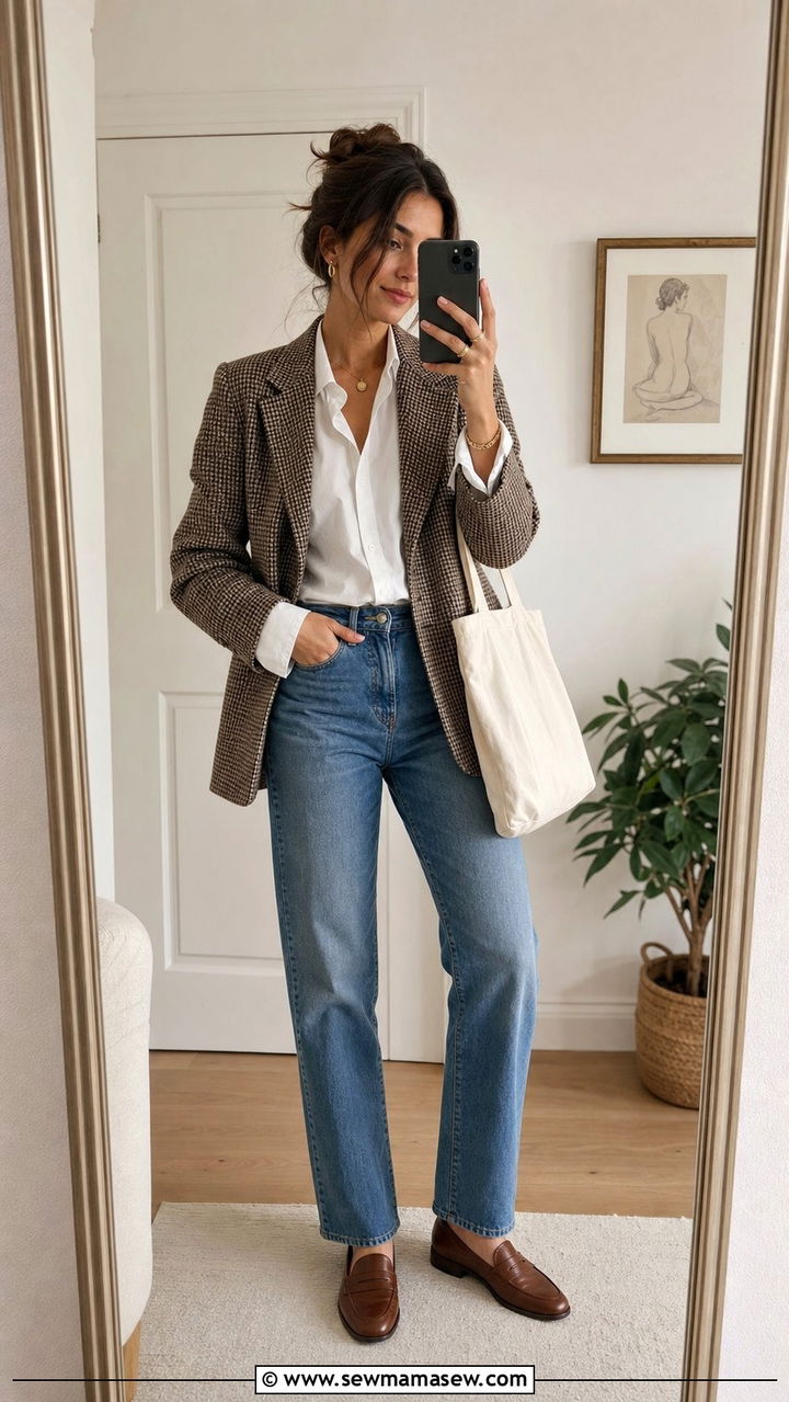Classy Poetcore Vintage Blazer and Jeans Outfit - 25 classy poetcore outfits
