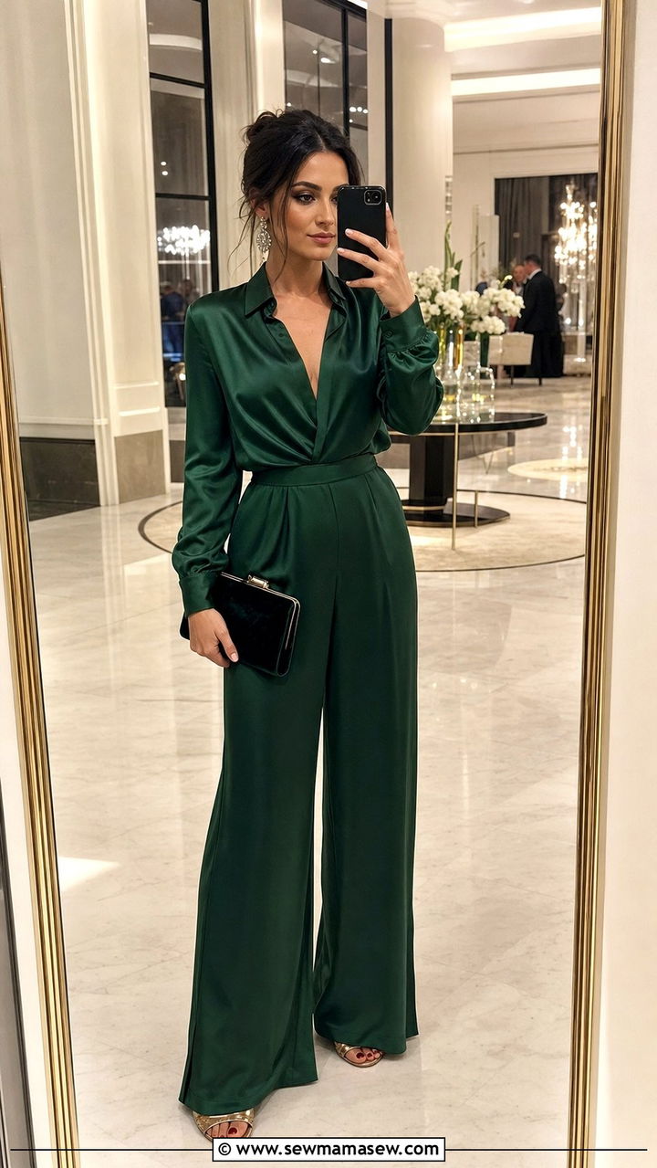 Classy Silk Blouse and Palazzo Trousers Set - 25 classy matching set outfits