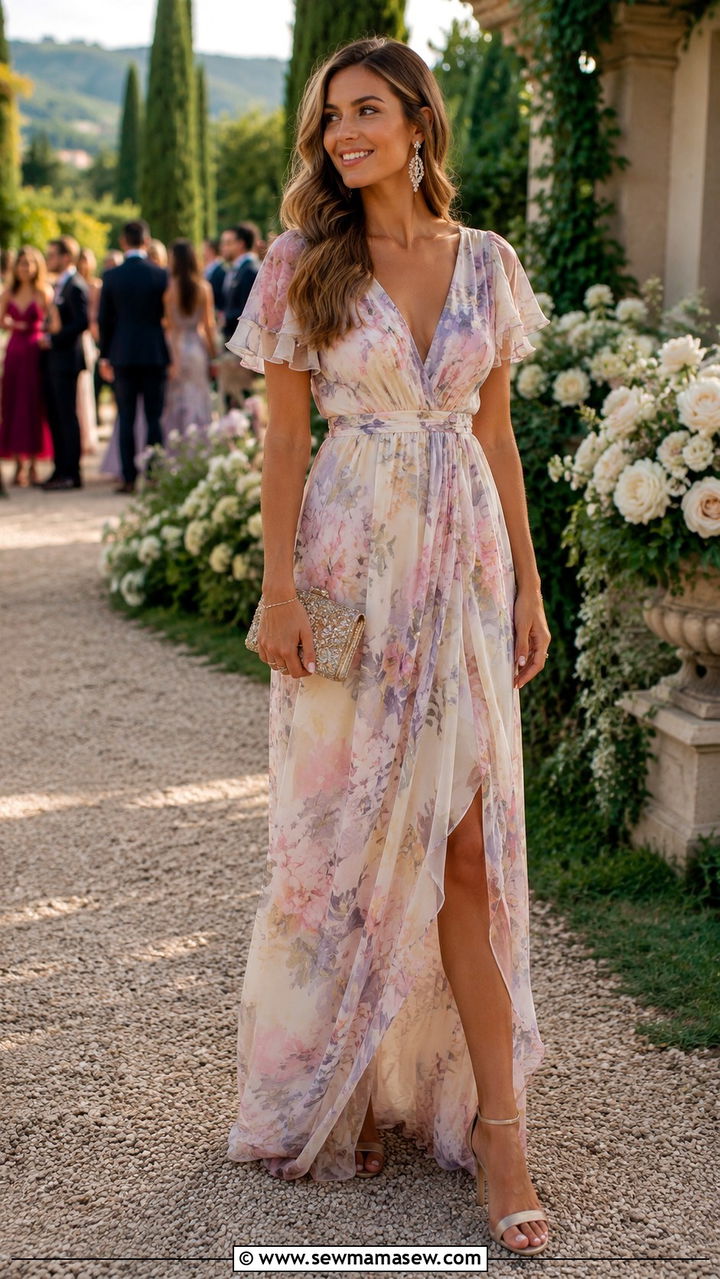 Classy Wedding Guest Maxi Dress with Heels - 30 classy maxi dress outfits