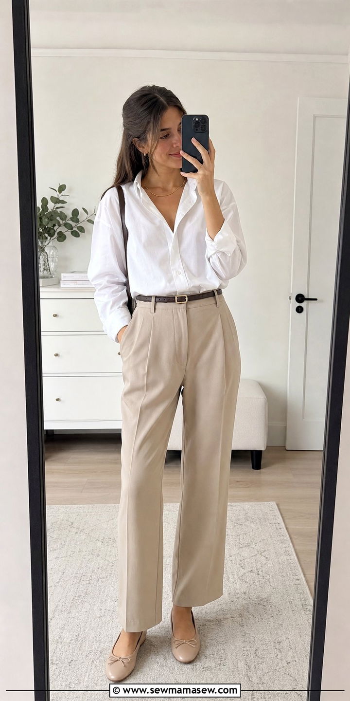 Clean Girl Outfit White Button Down and Tailored Trousers - 25 Clean girl outfits for teens