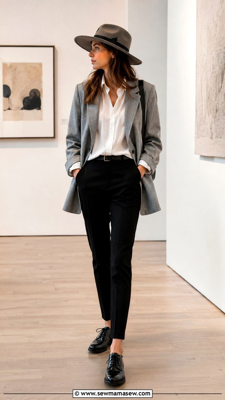 Clemence Poesy Androgynous Blazer and Hat Outfit - 20 French girl outfit ideas Clemence Poesy