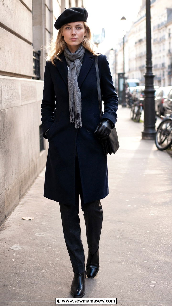Clemence Poesy Beret and Tailored Wool Coat Outfit - 20 French girl outfit ideas Clemence Poesy