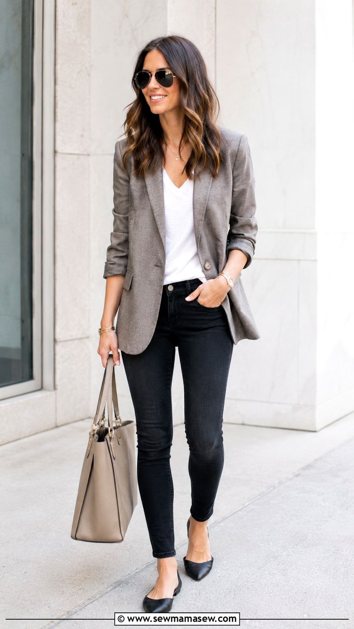 Clemence Poesy Boyfriend Blazer and Skinny Jeans - 20 French girl outfit ideas Clemence Poesy