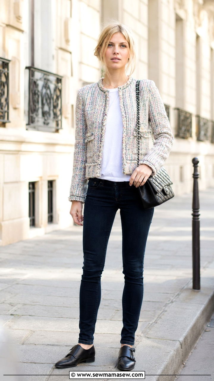 Clemence Poesy Chanel Tweed Jacket Outfit - 20 French girl outfit ideas Clemence Poesy