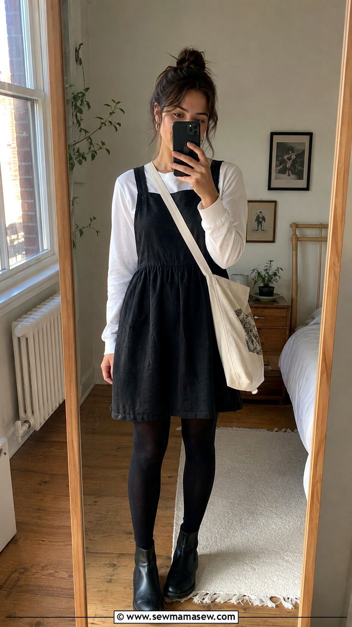 Clemence Poesy Pinafore Dress and T Shirt Layering - 20 French girl outfit ideas Clemence Poesy