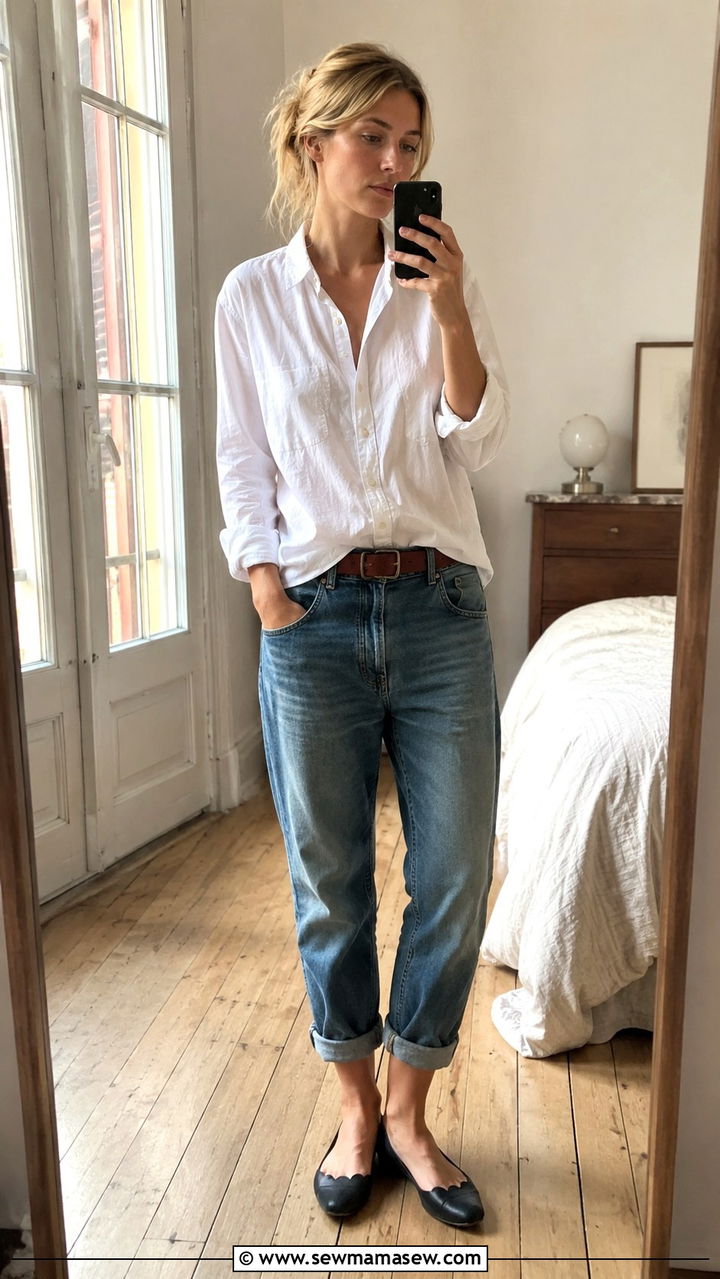 Clemence Poesy Rolled Jeans and White Shirt Outfit - 20 French girl outfit ideas Clemence Poesy