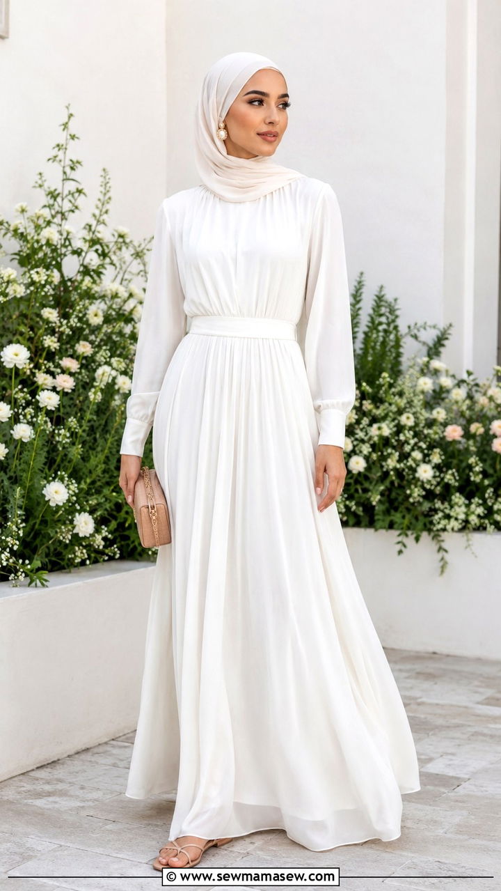Cloud Dancer Monochrome Maxi Dress Outfit - 30 Modest outfit ideas 2026