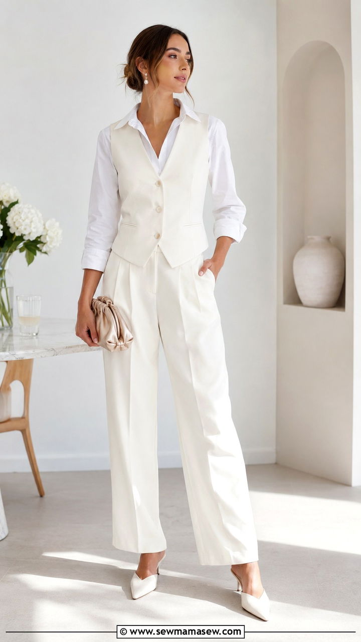Cloud Dancer White On White Outfit - 30 Pantone color of the year outfit ideas