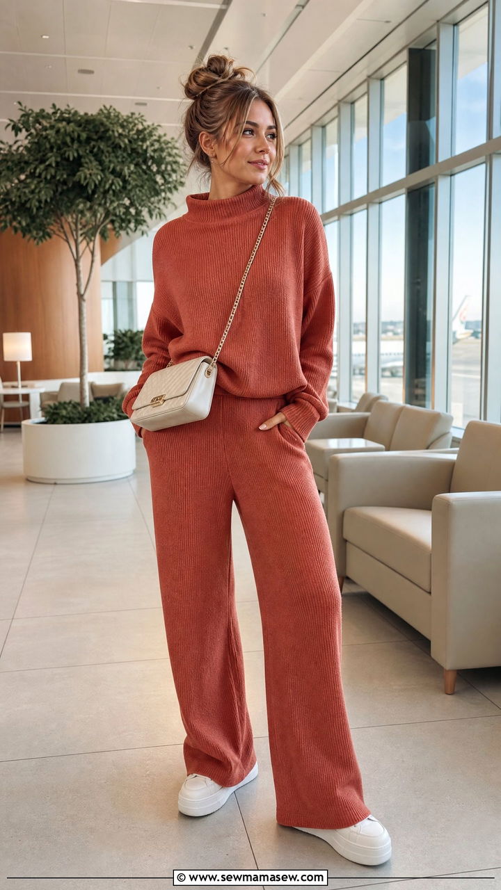 Co Ord Knit Lounge Set With Sneakers - 25 casual outfits for modest women