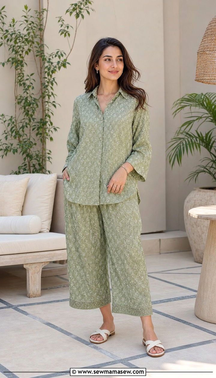 Co Ord Set in Printed Lawn and Culottes - 25 Eid outfit ideas Pakistani