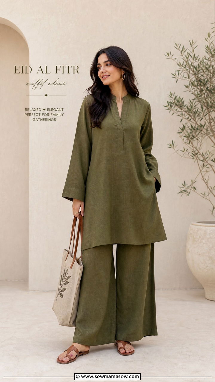 Co Ord Set with Long Tunic and Wide Leg Pants - 30 Eid al Fitr outfit ideas