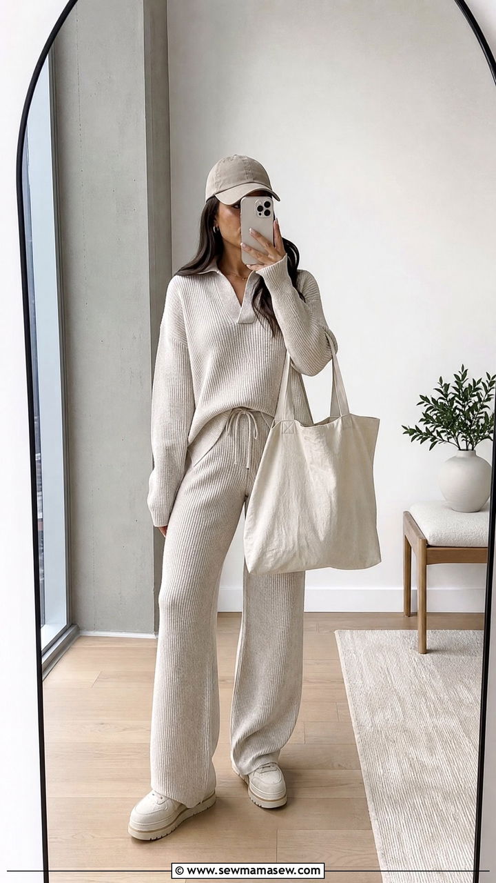Co ord Lounge Set with Platform Sneakers - 25 Chicago brunch outfit ideas