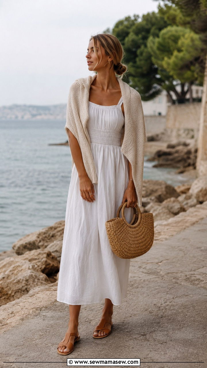 Coastal Neutrals With Soft Layers - 30 Rich mom outfit ideas 2026