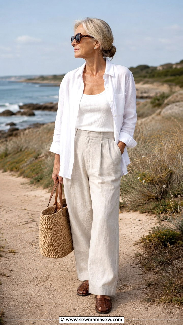 Coastal grandmother linen outfit - 30 spring to summer outfits aesthetic