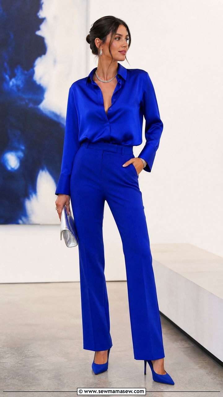 Cobalt Blue Head To Toe Monochrome Look - 30 Cobalt blue outfit ideas