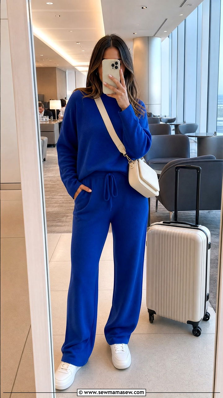 Cobalt Blue Matching Co Ord Set With White Sneakers - 30 Cobalt blue outfit ideas
