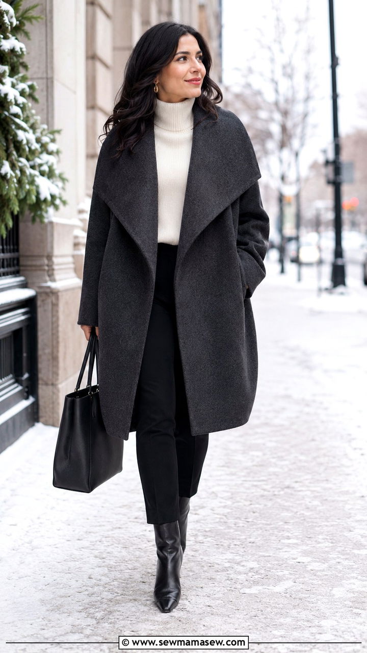 Cocoon Coat over Slim Ankle Pants - 25 Outfit ideas for pear shape 2026