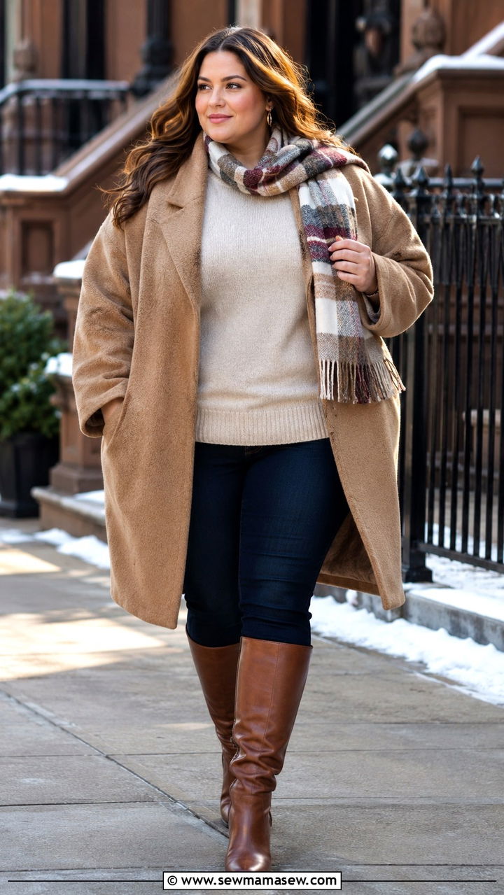 Cocoon Coat with Cashmere Sweater and Dark Denim - 20 Plus size from Universal Standard