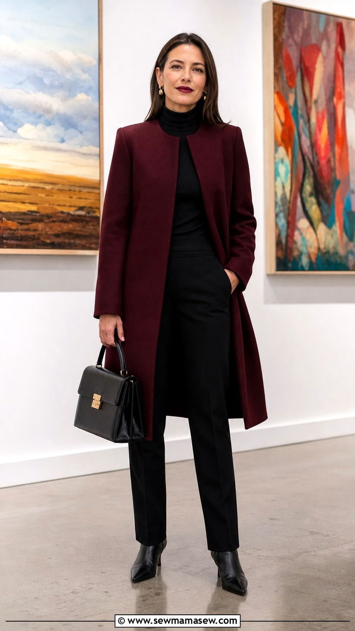 Collarless coat with slim pants outfit - 40 Parisian chic outfit ideas