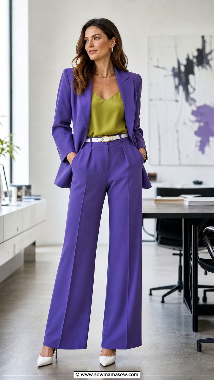 Color Block Blazer And Trousers Outfit - 30 Color blocking outfit ideas