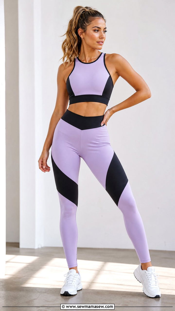Color Block Crop Top and Leggings Gym Set - 25 Gym outfit ideas upper body day