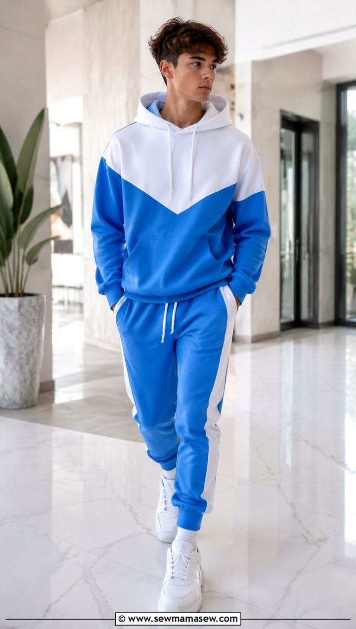 Color Block Hoodie and Matching Sweatpants - 30 Trendy outfits for 17 year olds