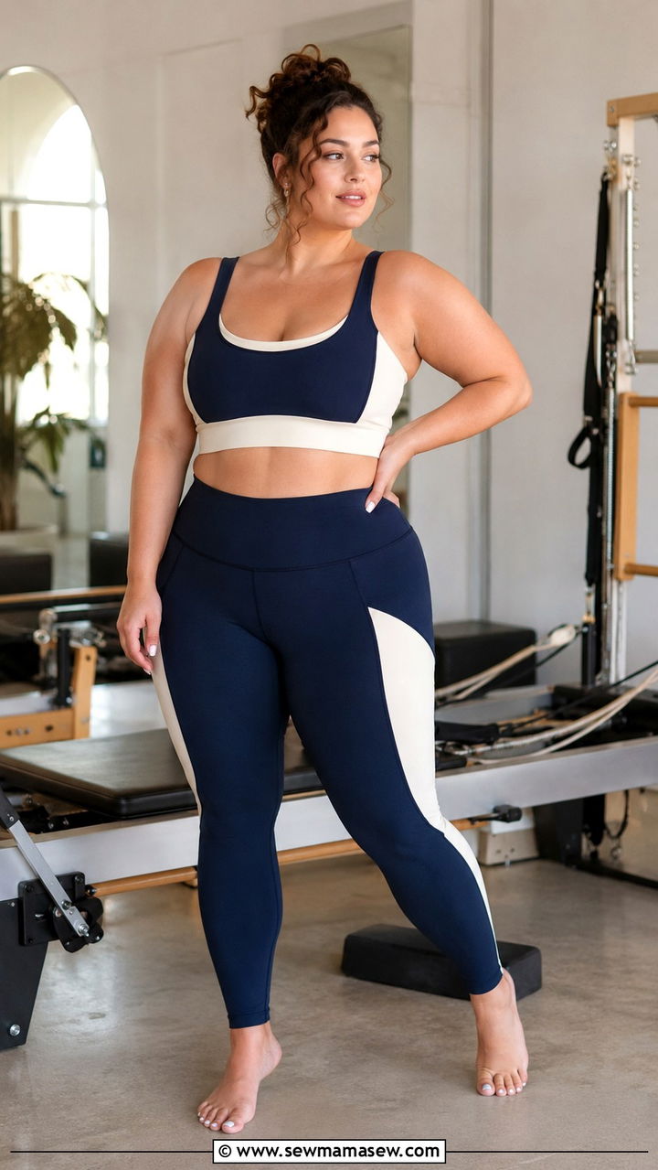 Color Block Matching Set - 30 Plus size pilates outfit ideas