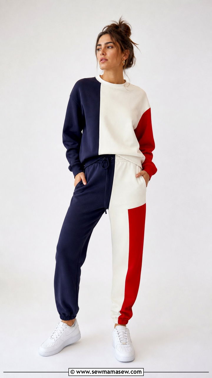 Color Block Pullover And Sweatpants Set - 35 casual matching set outfits