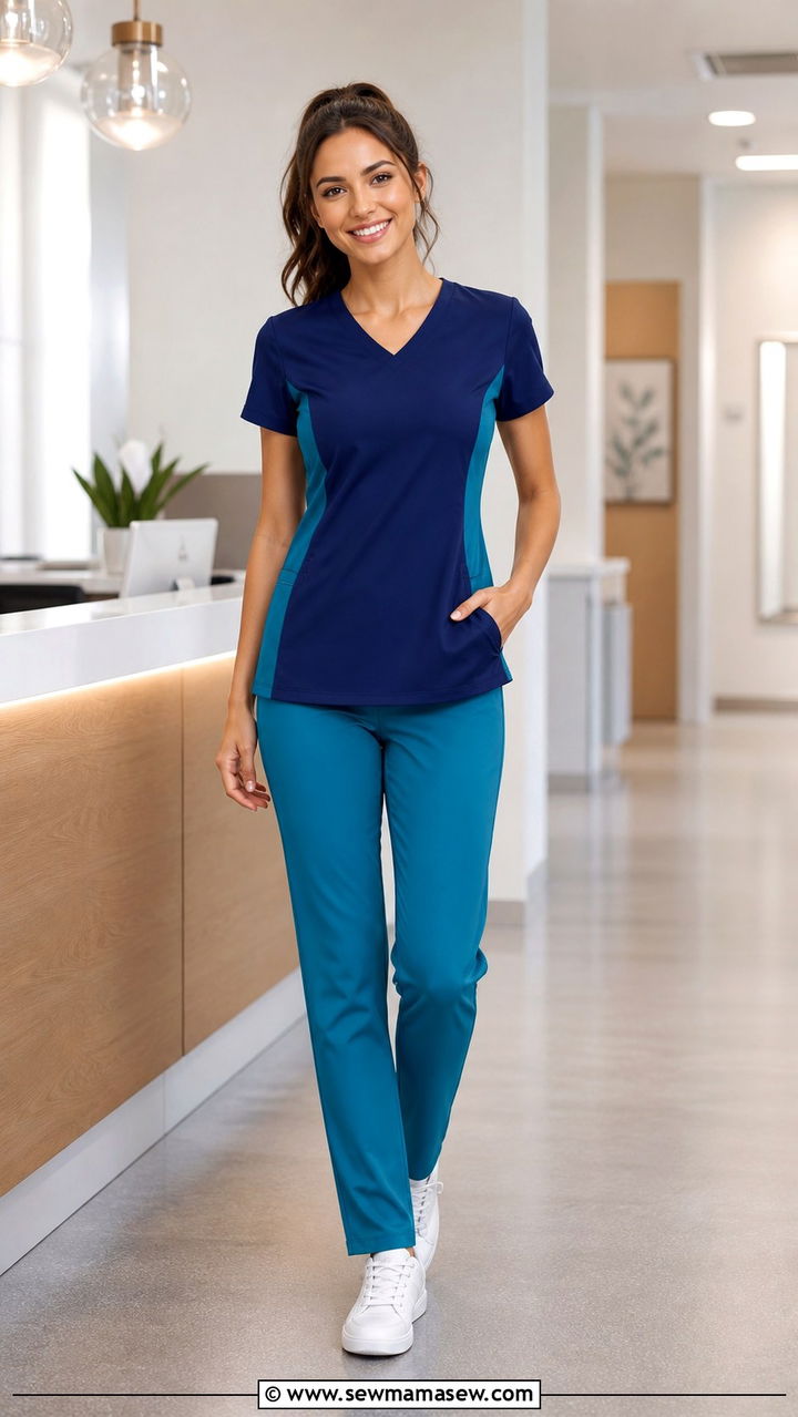 Color Block Scrub Outfit - 40 Nurse outfit ideas