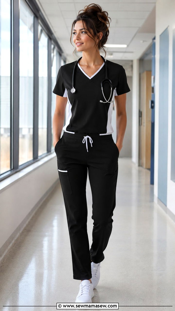 Color Block Scrub Set with Contrast Piping Outfit - 30 Scrubs outfit ideas for nurses