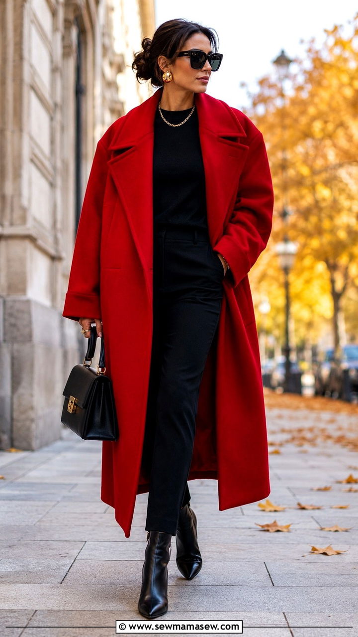 Color Soaked Overcoat With Monochrome Base Layers - 30 maximalist outfits ideas
