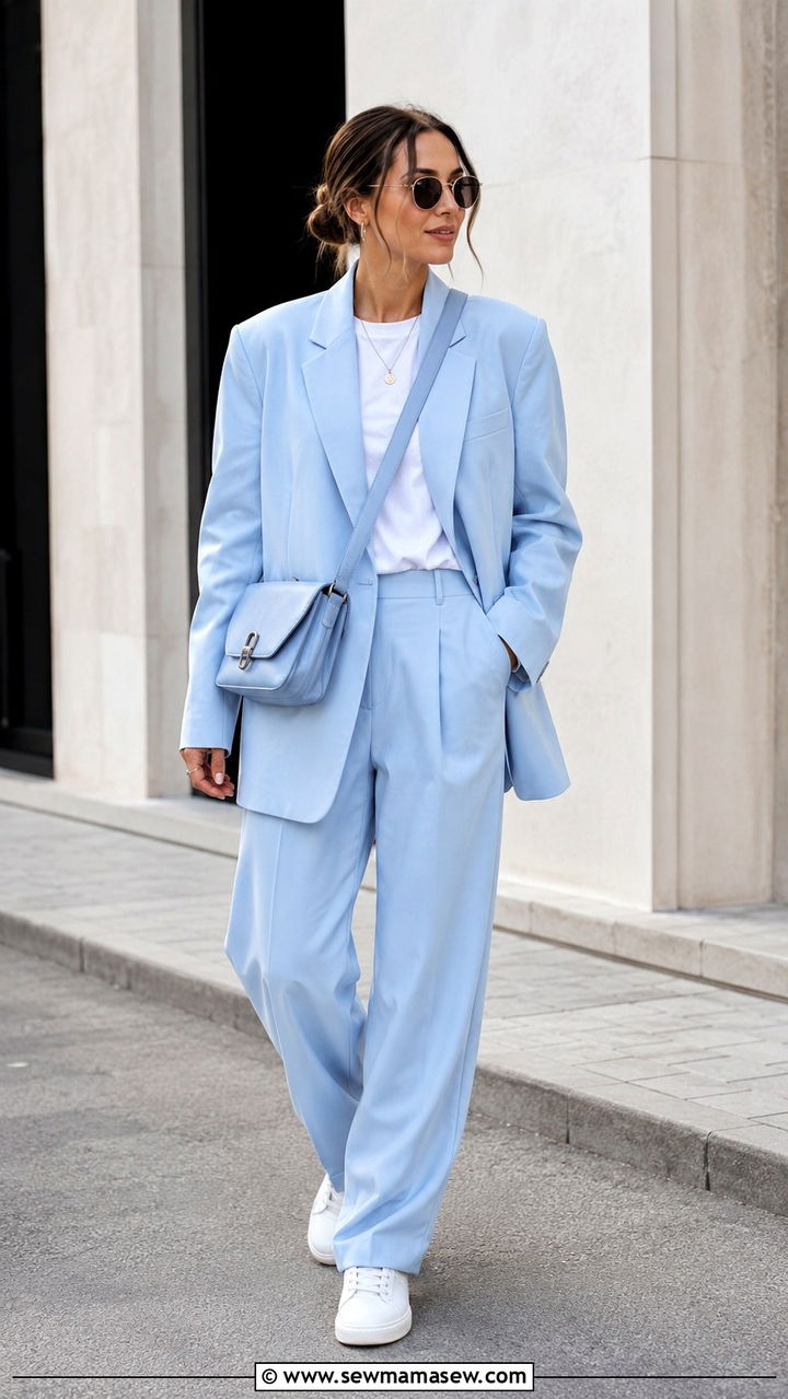 Color drench suit in ice blue outfit - 25 Trendy outfits 2026