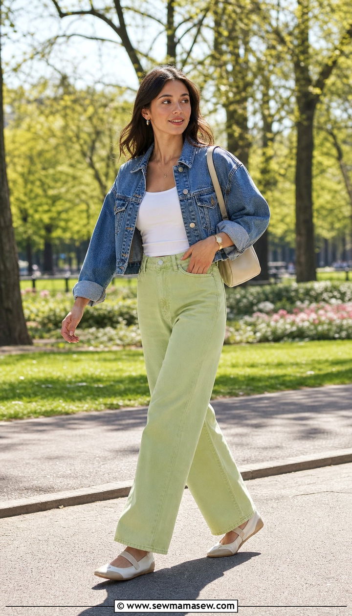 Colored Wide Leg Jeans With Sneakerinas Spring - 25 spring outfit ideas trends
