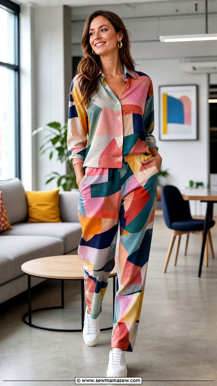 Colorful Coord Set with White Sneakers for Casual Friday - 30 Marketing manager outfit ideas