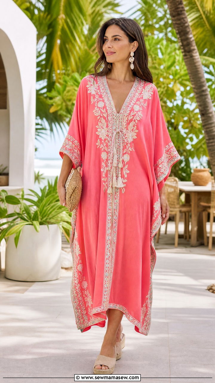 Colorful Kaftan Dress With Espadrilles - 40 Maldives outfit ideas