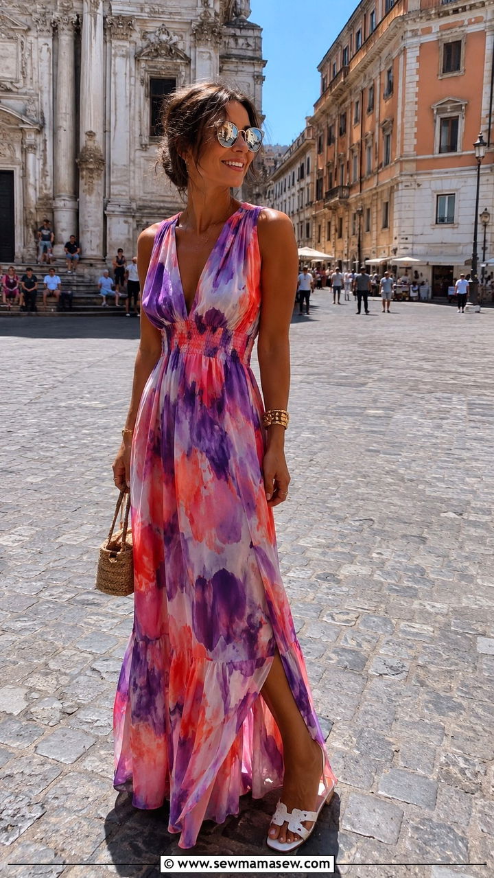 Colorful Maxi Dress Italy Outfit - 30 Italy outfits ideas