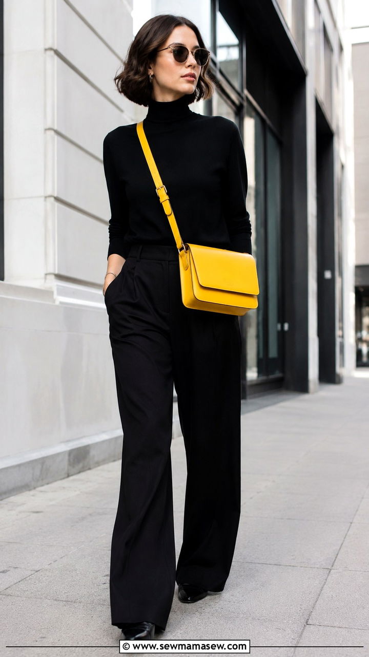 Colorful Messenger Bag With Monochrome Outfit - 30 Messenger bag outfit ideas