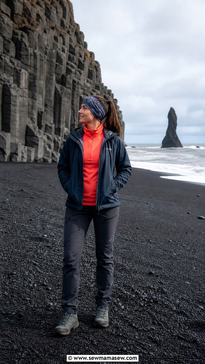 Colorful Rain Jacket with Black Leggings Outfit - 40 What to wear in Iceland