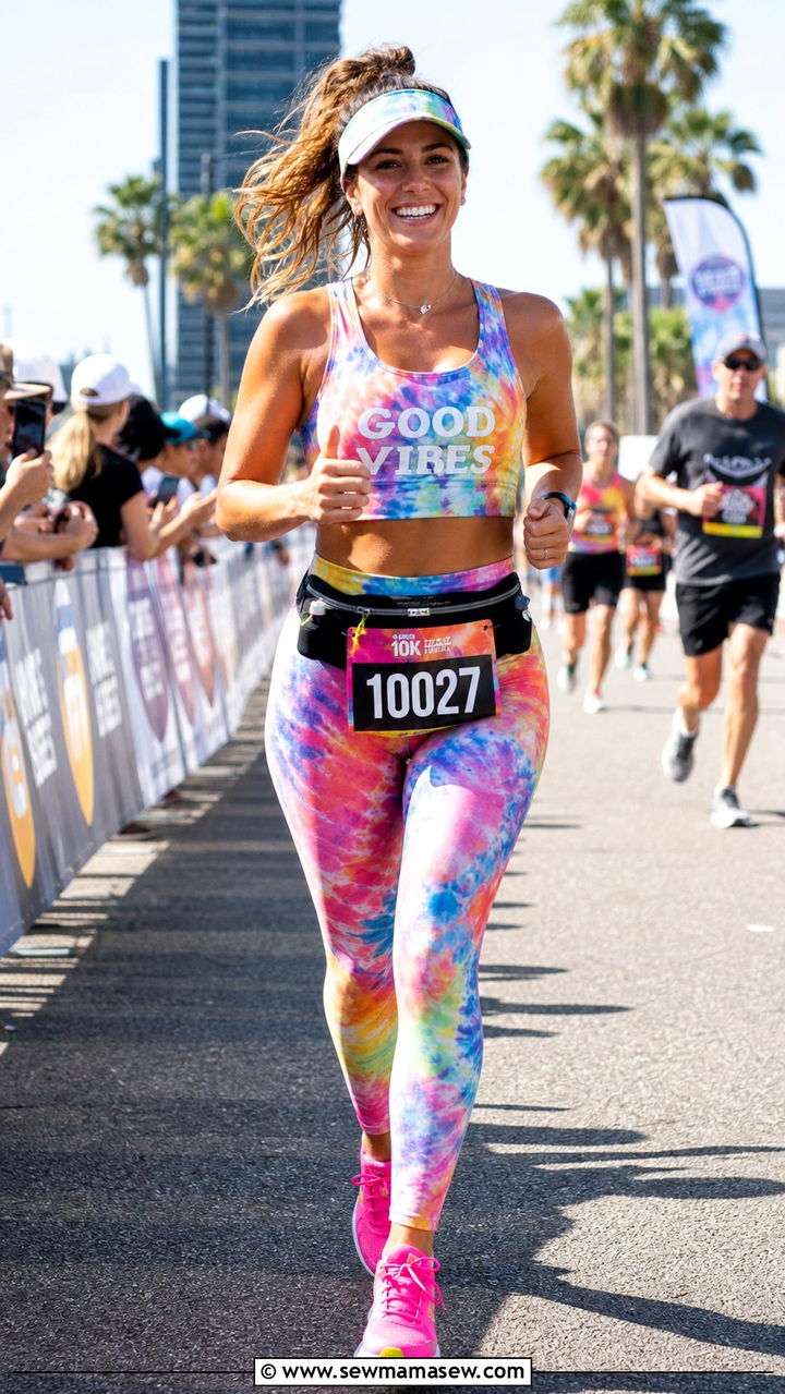 Colorful matching set for a 10K fun run - 20 10K outfit ideas