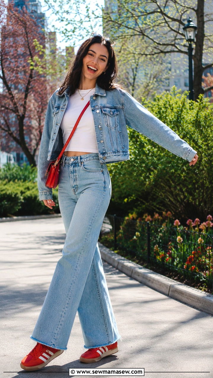 Colorful sneakers and flare jeans - 30 Spring outfits with flare jeans