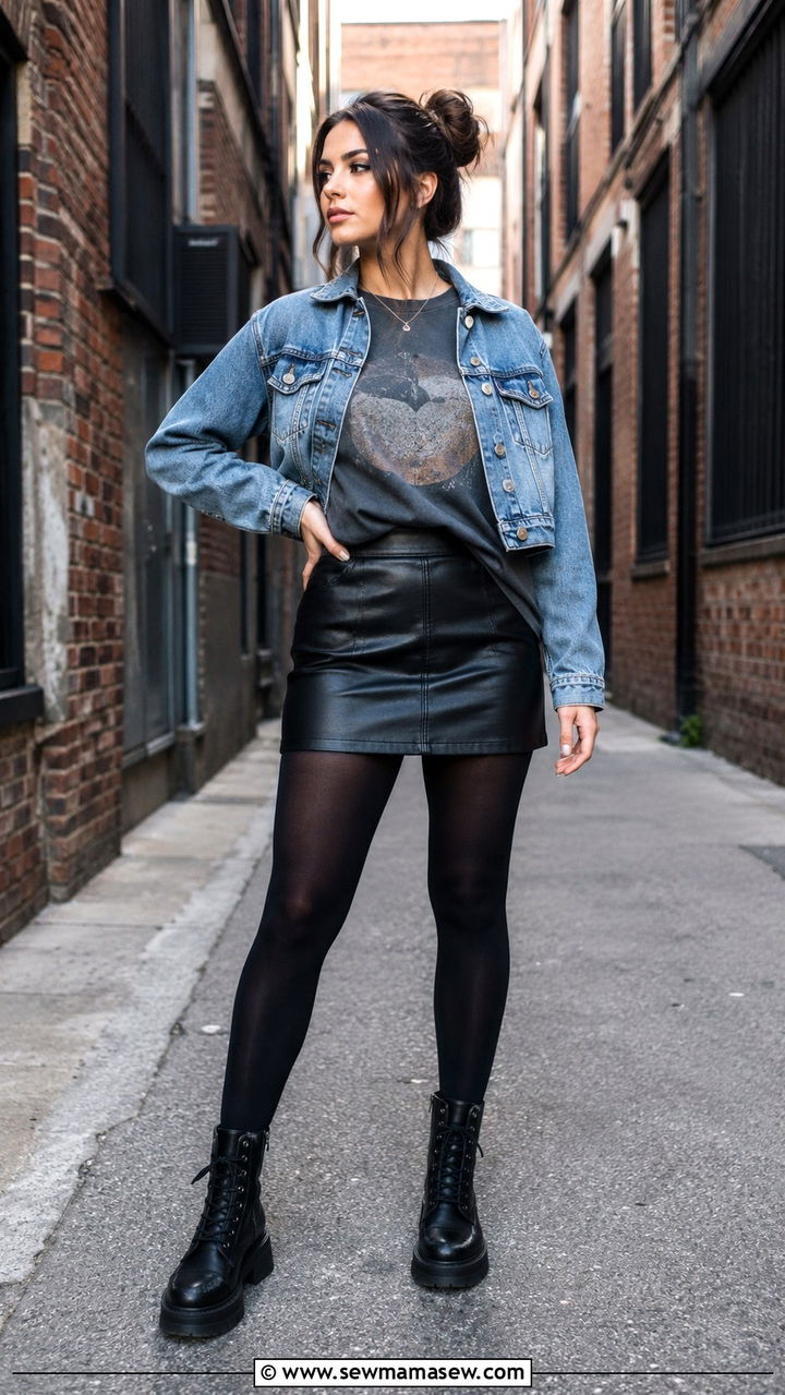 Combat Boots and Mini Skirt Outfit - 30 edgy outfit ideas for women