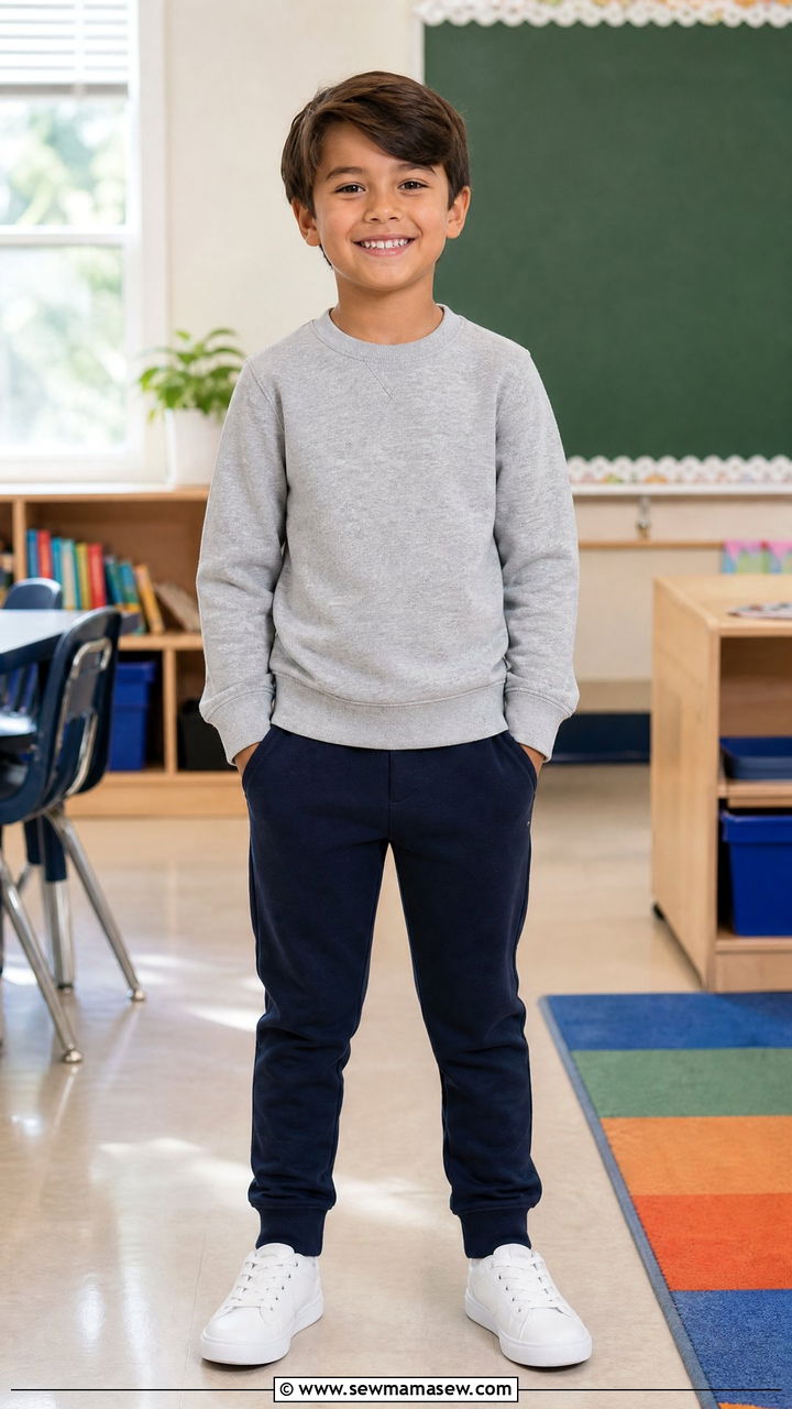Comfy Crew Neck Sweatshirt With Joggers - 30 Elementary school picture day outfit ideas