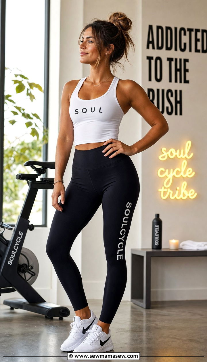 Compression Leggings And Fitted Tank - 25 SoulCycle outfit ideas