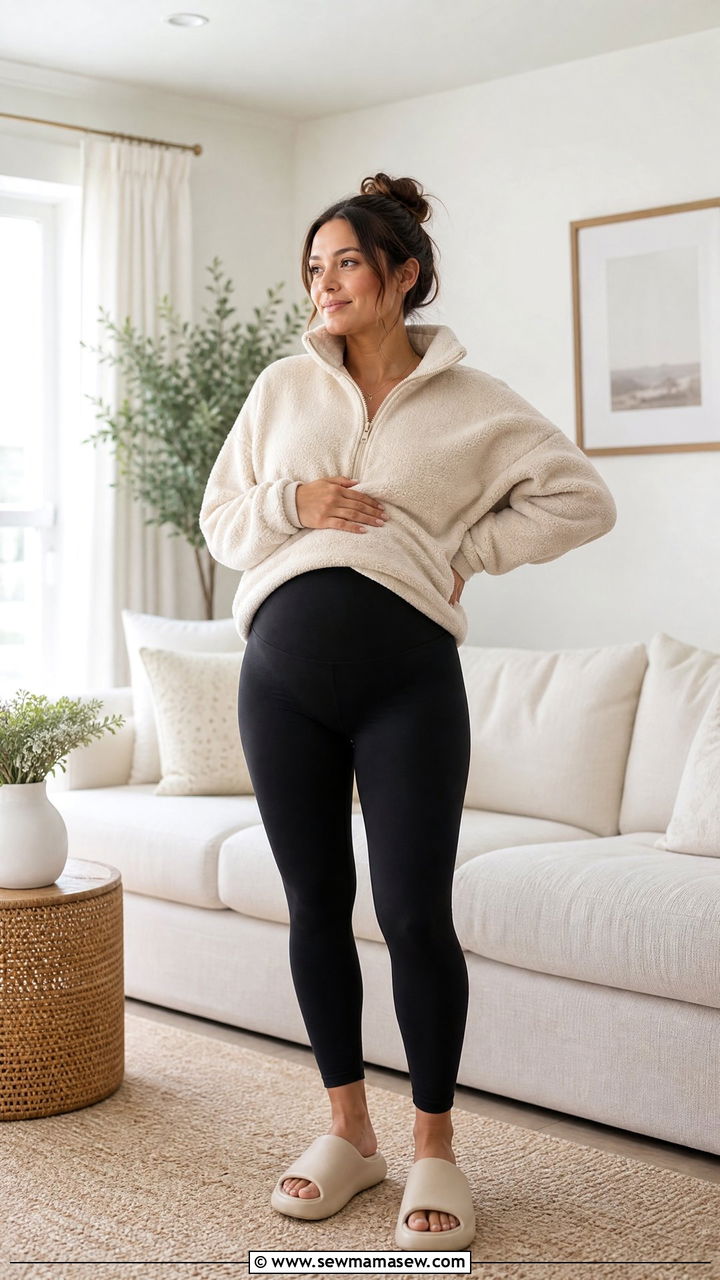 Compression Leggings and Pullover Maternity - 20 Maternity outfit ideas hospital bag