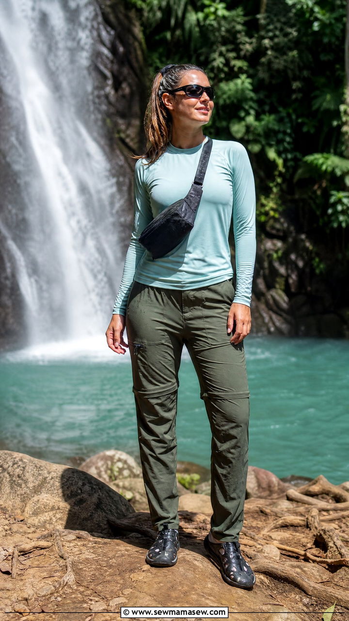Convertible Hiking Pants With Long Sleeve Rash Guard For Active Shore Days - 30 Cruise excursion outfit ideas