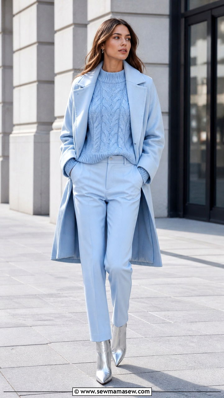 Cool Blue Icy Monochrome Outfit - 20 2026 fashion trends women Pinterest