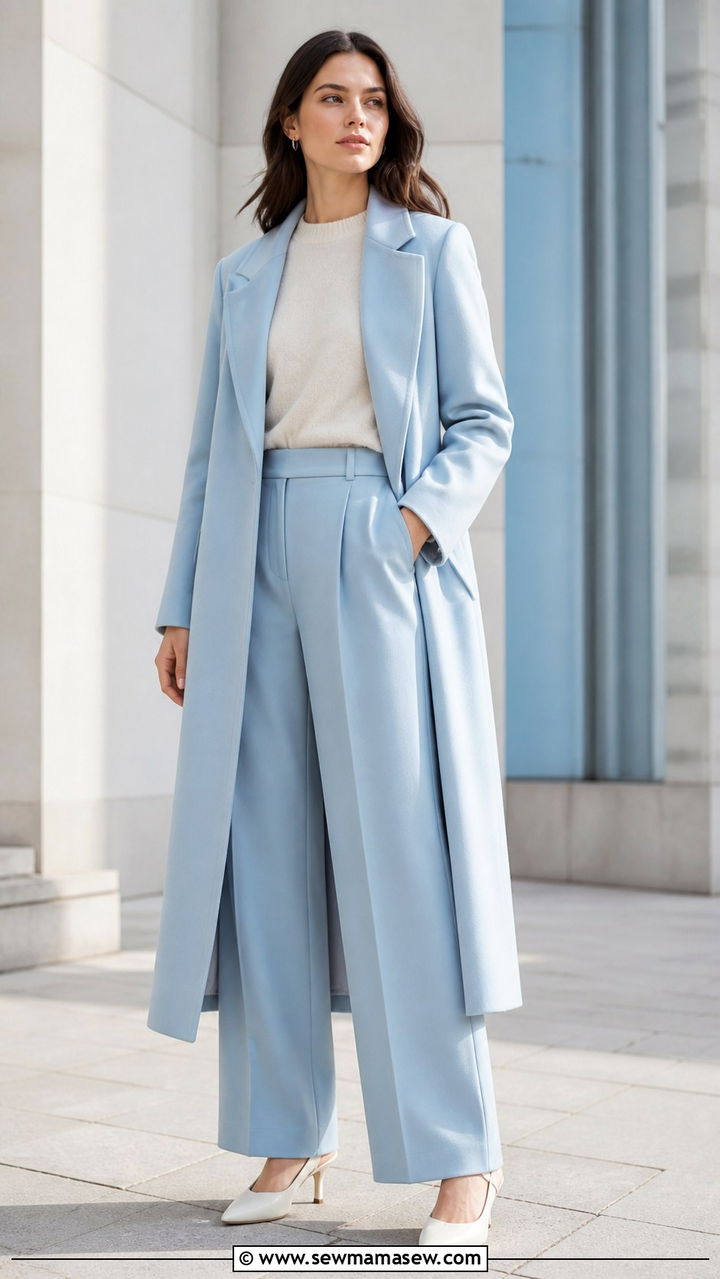 Cool Blue Tailored Coat With Matching Trousers - 20 2026 Pinterest predicts outfits