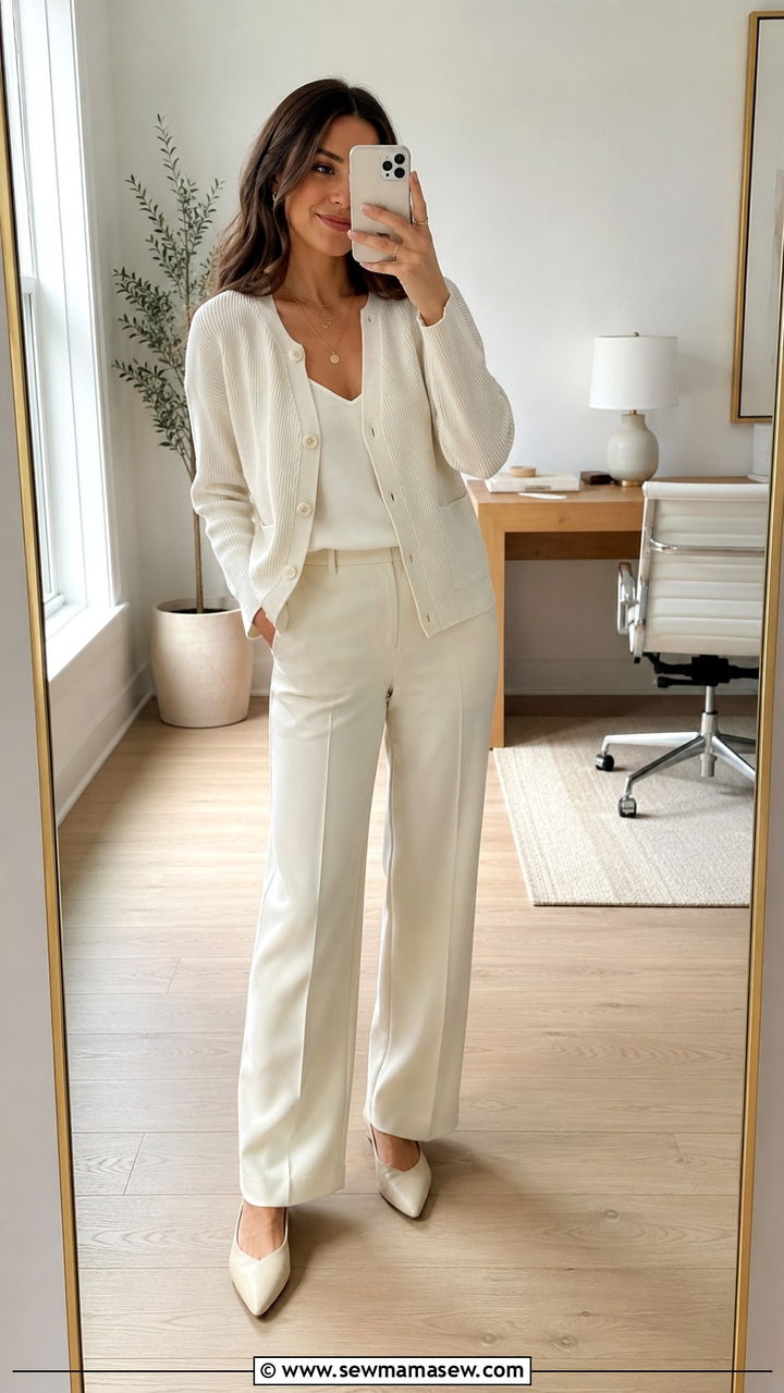 Coordinated Cardigan Suit Set - 30 spring outfits for office women
