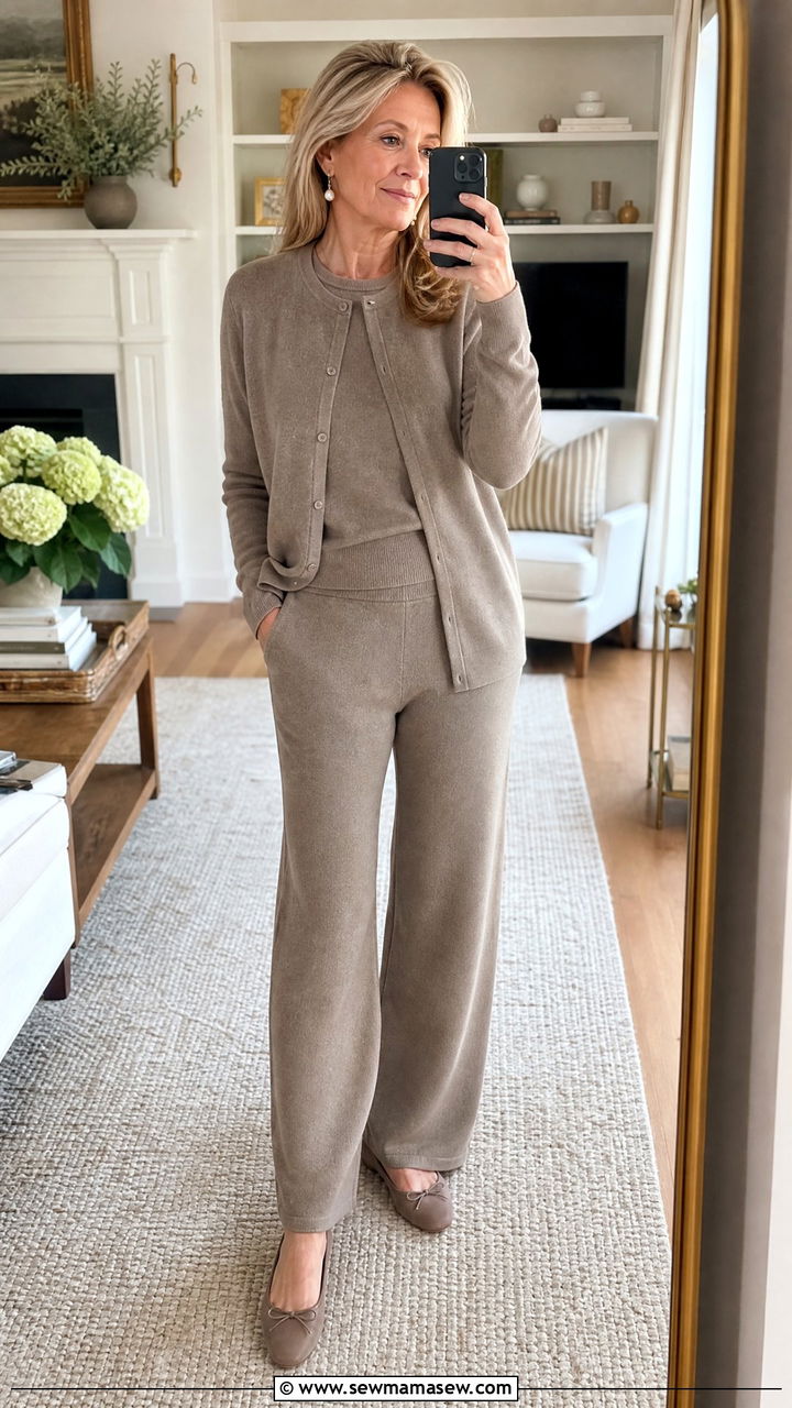 Coordinated Cashmere Knit Set - 30 Quiet luxury outfits for women over 50