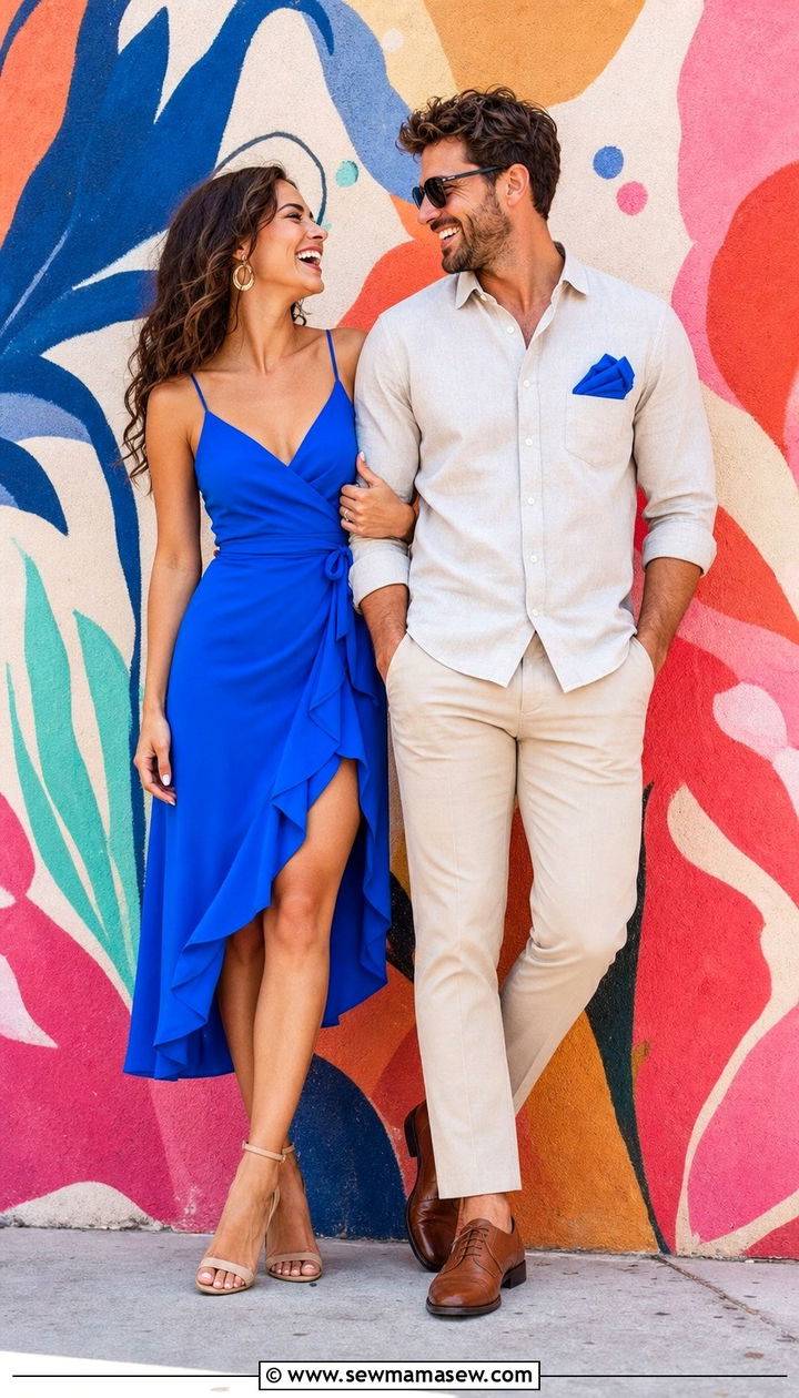 Coordinated Color Pop for Fun Sessions - 25 Couples photo outfit ideas 2026